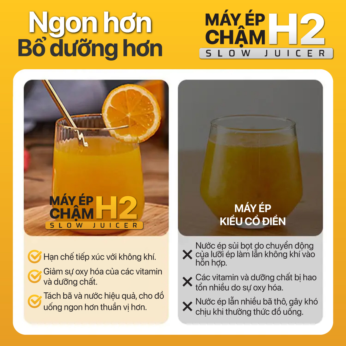 Máy Ép Chậm 2GOOD H2 - Miệng Phễu To, Sử Dụng Dễ Dàng, Ép Kiệt Nước - Hàng Chính Hãng