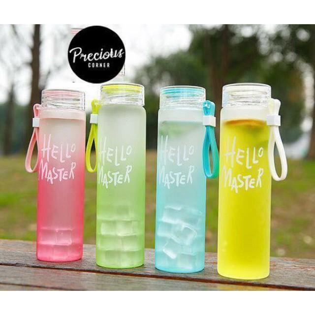 Chai đựng nước thủy tinh hello masterr 480ml cực đẹp cho nam và nữ