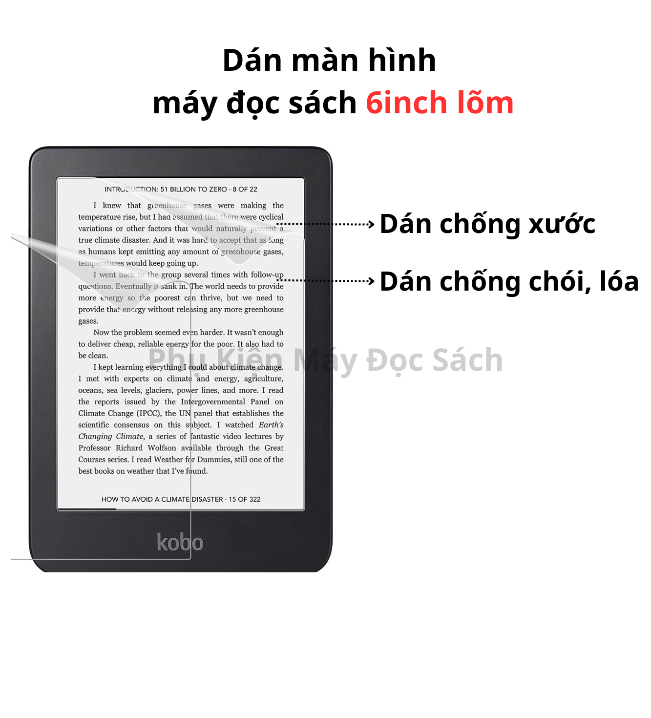 Dán Màn Hình Máy Đọc Sách 6inch Lõm, Cho Kindle Paperwhite 1/2/3, Basic 2022/Basic 2020, Kobo Clara 2E/Clara HD