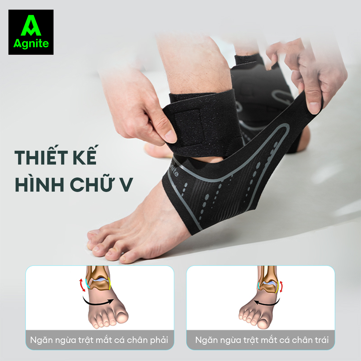 Đai cổ chân, băng quấn bảo vệ mắt cá chân Agnite chính hãng, cao cấp, thích hợp sử dụng nhiều môn thể thao