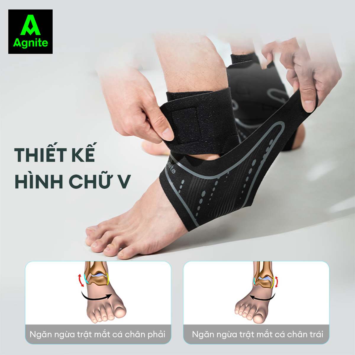 Hình ảnh [1 đôi] Đai cổ chân, băng quấn bảo vệ mắt cá chân Agnite chính hãng, cao cấp, thích hợp sử dụng nhiều môn thể thao