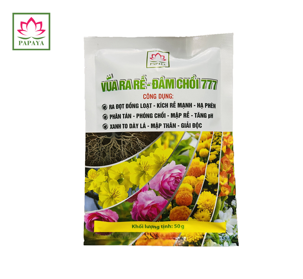 Phân bón Vua Ra Rễ - Đâm Chồi 777 50gr Kích Rễ - Xanh và Dày Lá