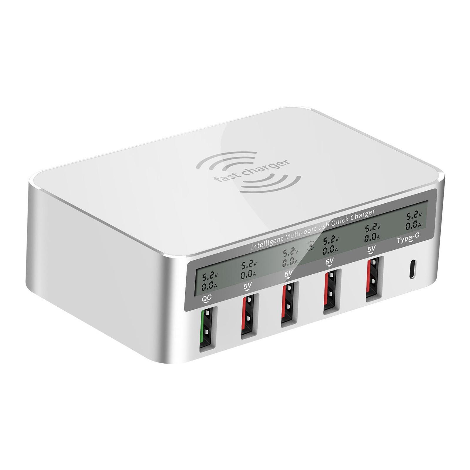 Wireless 5 USB QC 3.0 Fast Charging Station Dock LED Display for