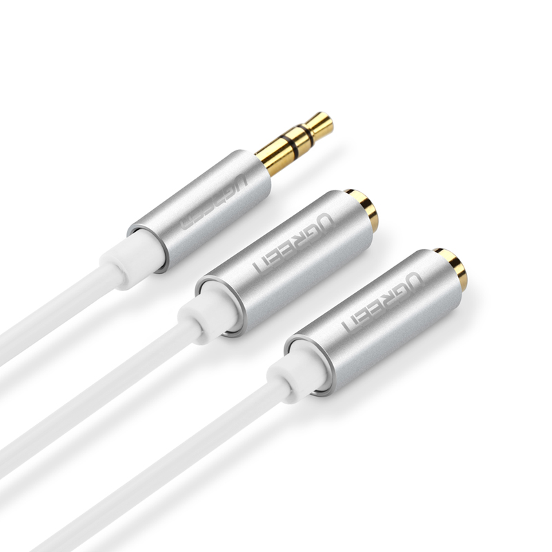 Dây cáp Audio 3.5mm đực chia 2 cổng 3.5mm cái đầu nhôm dài 20cm AV123 10780 - Hàng chính hãng