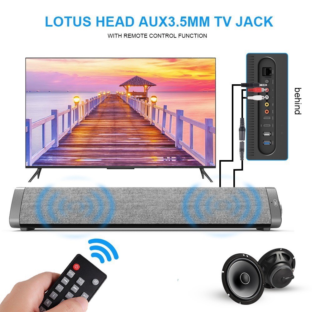 Soundbar bluetooth để bàn âm thanh siêu hay Loa Bluetooth, Loa Đôi, Âm Thanh Trung Thực, Hỗ Trợ Thẻ Nhớ, USB, Jack 3.5