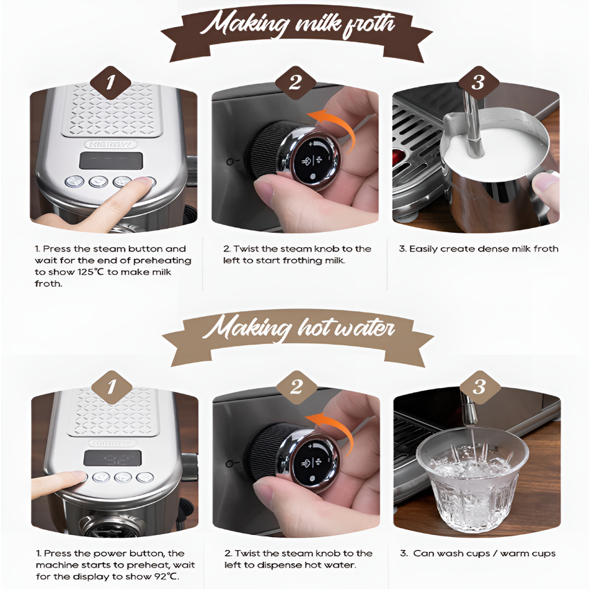 HÀNG CHÍNH HÃNG - Máy pha cà phê bán tự động Espresso, Cappuccino, Latte. Thương hiệu Mỹ cao cấp HiBREW - H10B