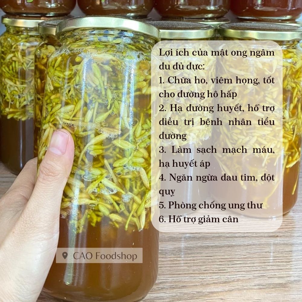 Mật ong ngâm hoa đu đủ đực CAO FOOD nguyên chất tự nhiên - vị ngọt vừa phải, dùng vừa thơm và ngon, rất dễ uống