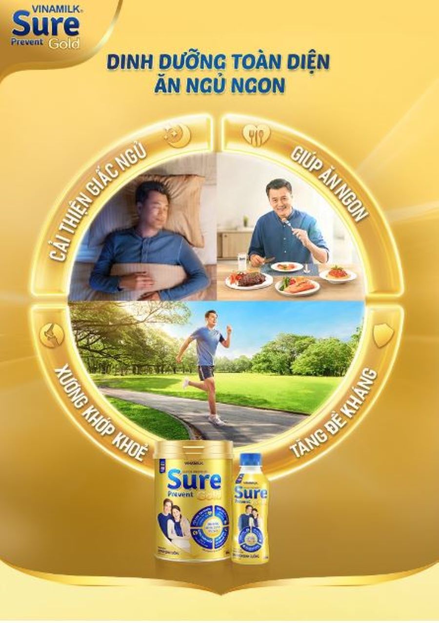 Sữa bột Vinamilk Sure Prevent Gold giúp hệ xương khớp chắc khỏe lon 900g