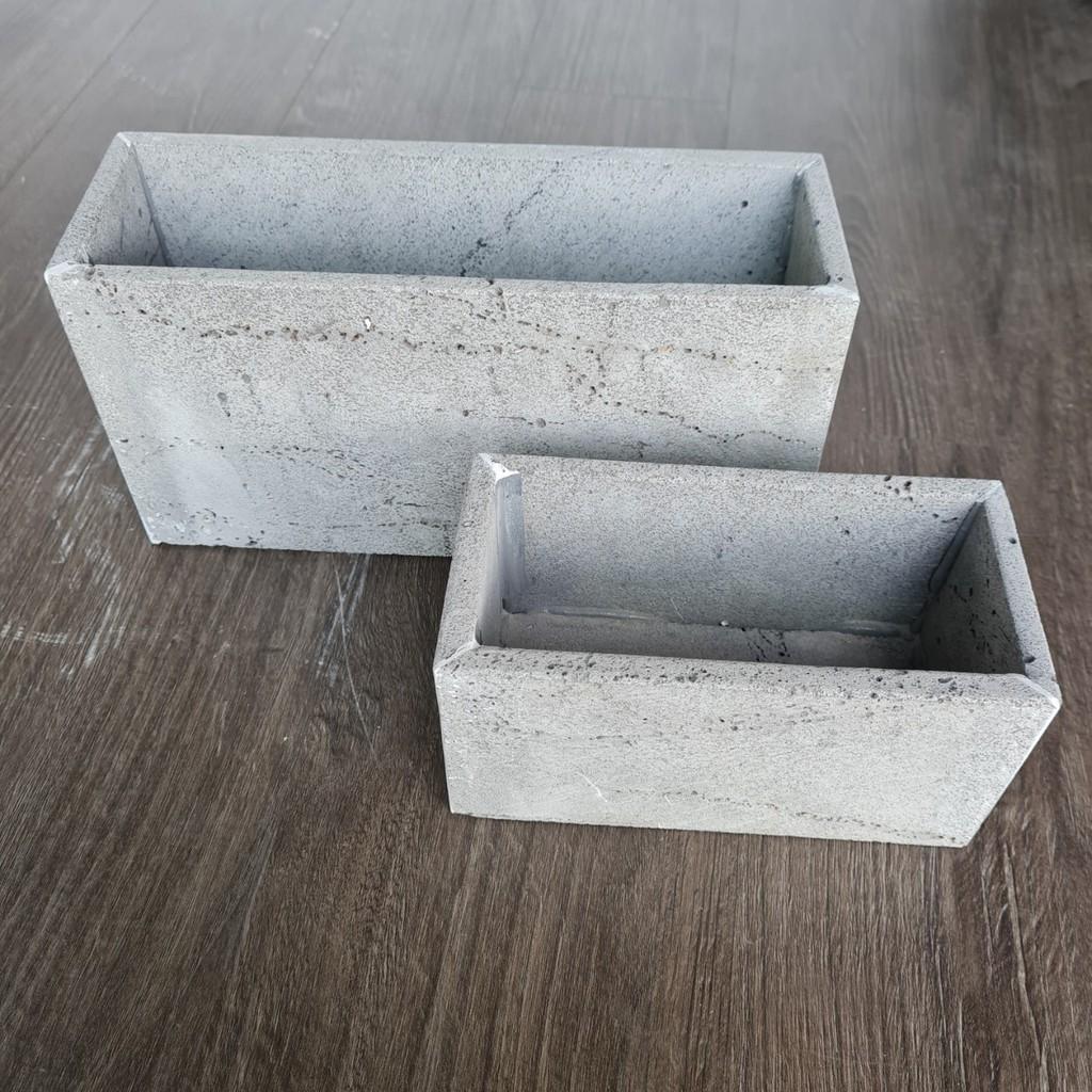 Combo 2 chậu cây treo tường, ốp tường đá ong xám, hình chữ nhật xinh xắn dài 30x R10xC15cm và D20xR10xC10cm