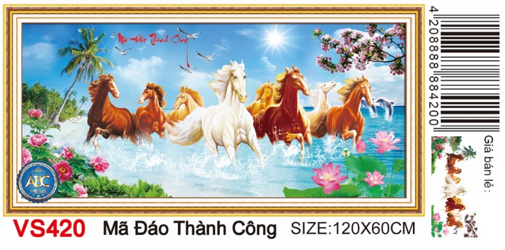 Tranh đính đá mã đáo thành công VS420 - 120 x 60 cm - chưa đính