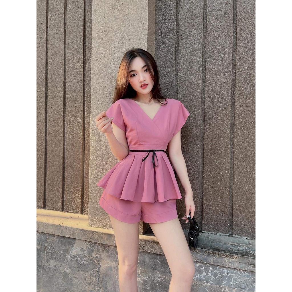 SET ĐỒ QUẦN ĐÙI THUN CÁT HÀN CỘT NƠ BỤNG -CVV49