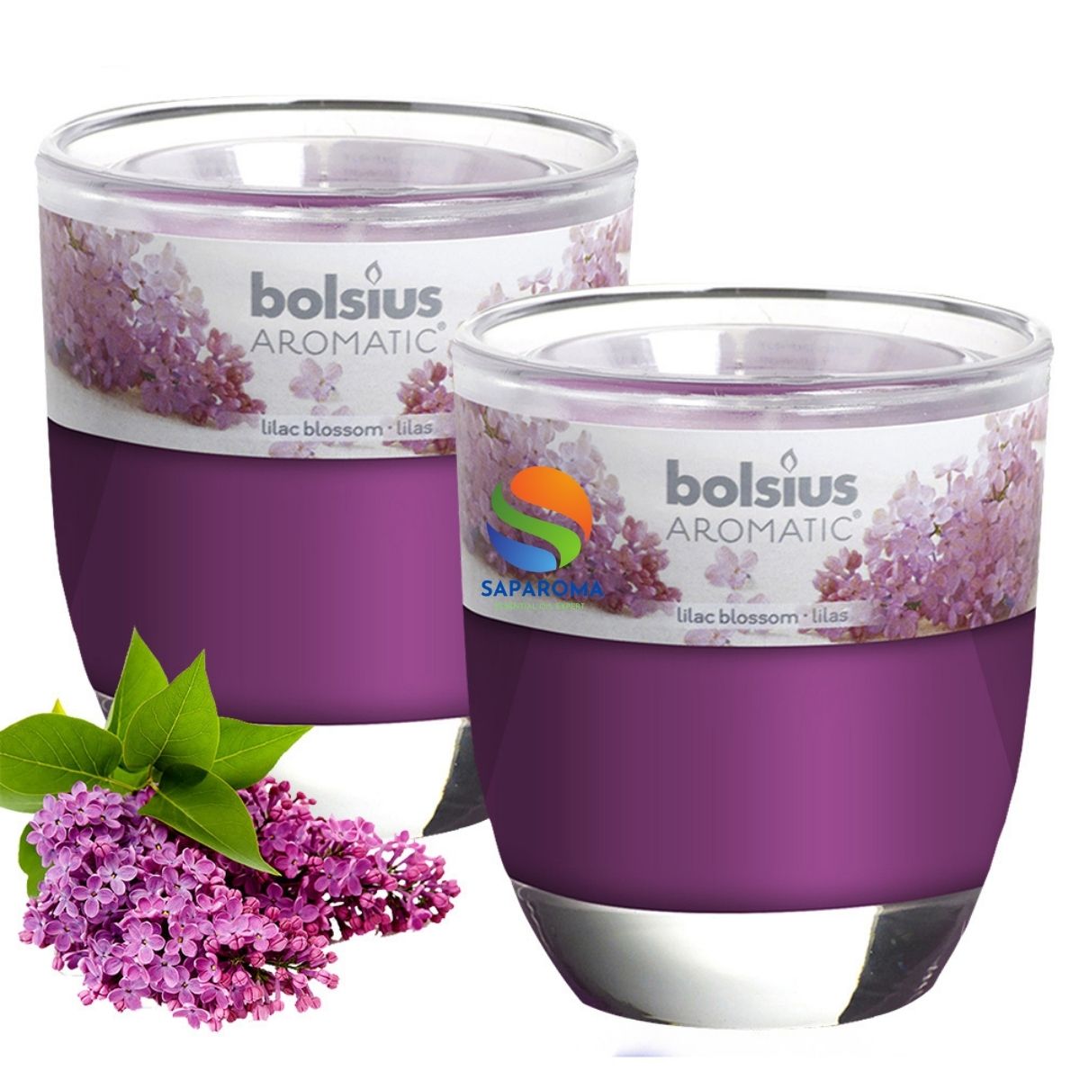 Combo 2 ly nến thơm tinh dầu Bolsius Lilac Blossom 105g - hoa tử đinh hương, nến trang trí, thơm phòng, thư giãn, hỗ trợ khử mùi