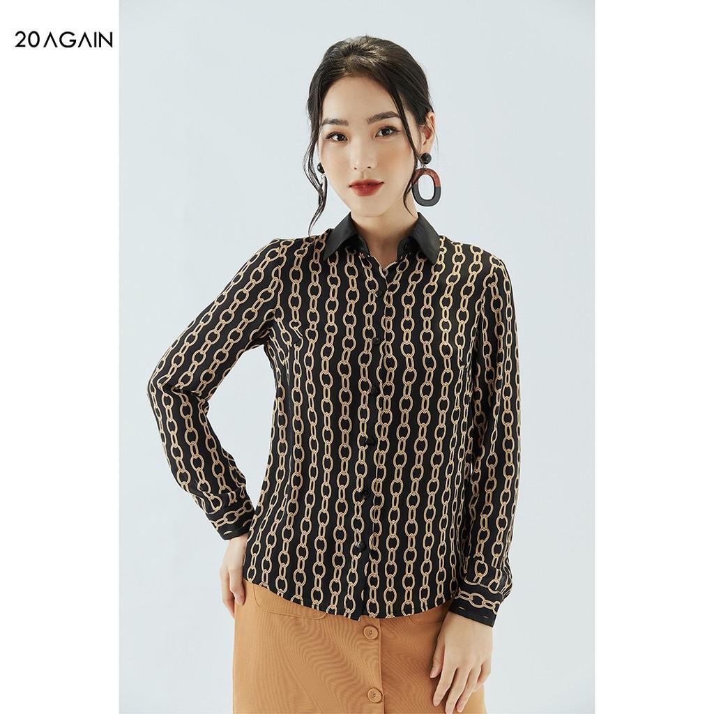Áo sơ mi nữ dài tay cổ đức 20AGAIN, thiết kế công sở ASA1864