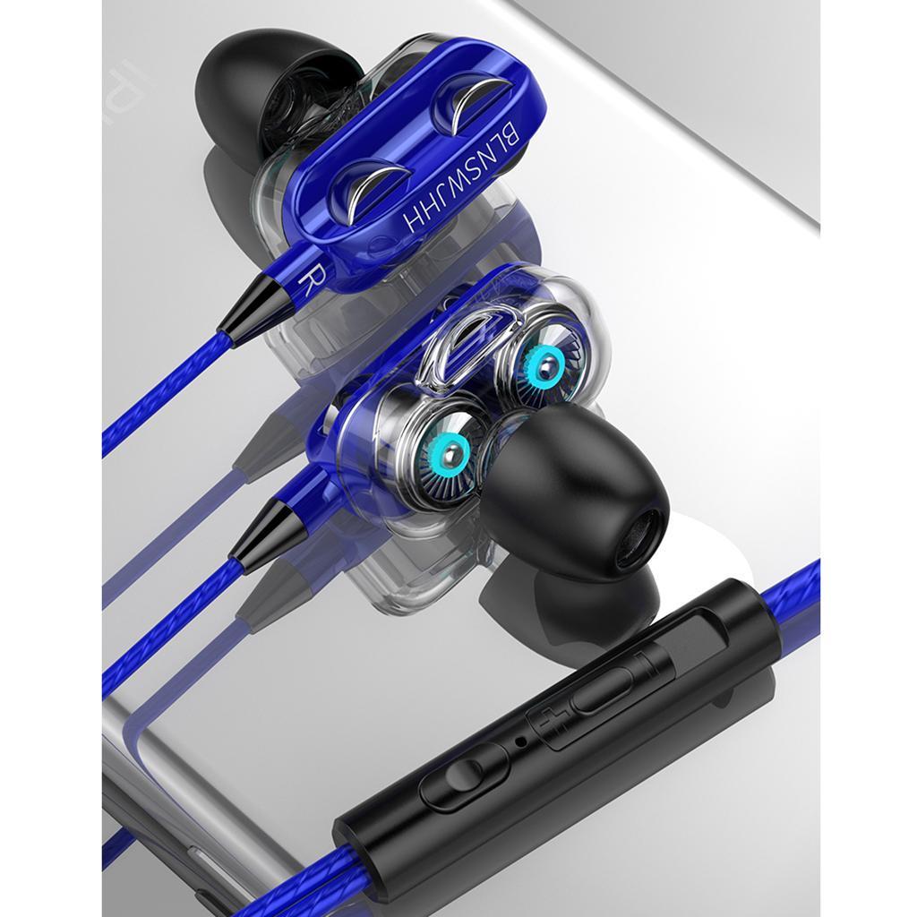 Speaker 1.2M Wired 3.5MM Earphone HiFi Stereo Headset Blue