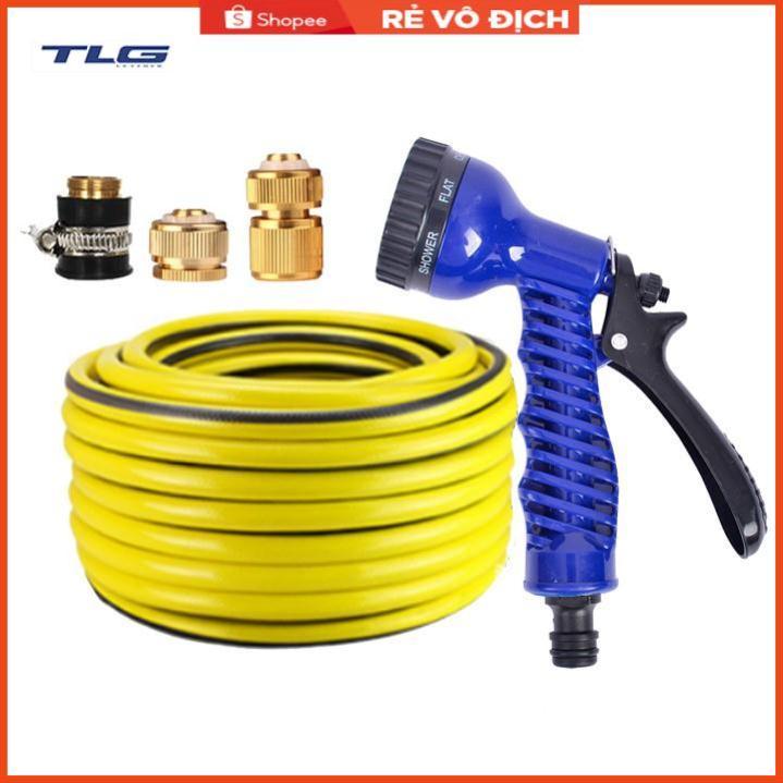 Bộ dây tăng áp 3 lần vòi xịt nước rửa xe, tưới cây loại 15m(cút đồng-nối đồng) 206843