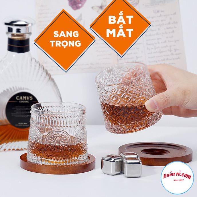 Set 6 cốc đế lồi sang trọng cao cấp kèm hộp - Ly thủy tinh đế lồi xoay dễ dàng, họa tiết hiện đại, decor gia đình 01539