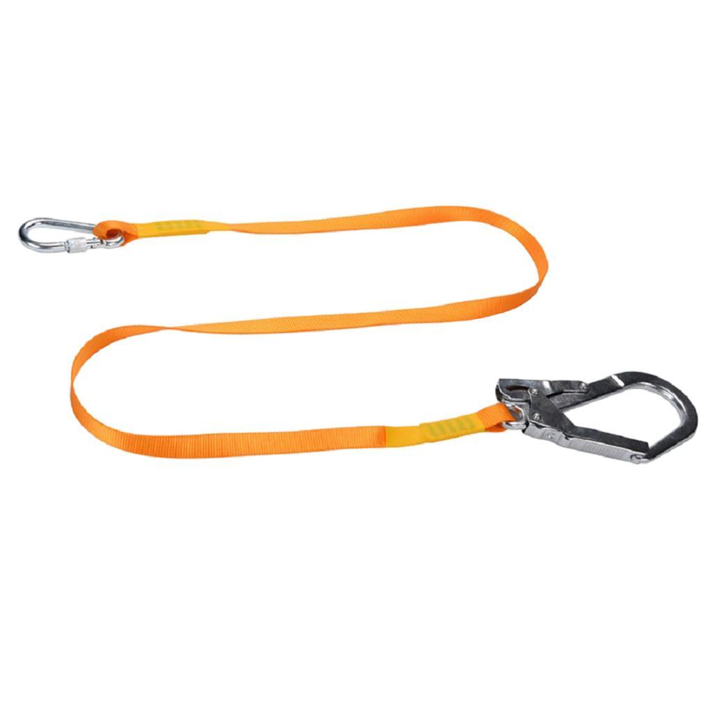 Safety Lanyard,Outdoor Climbing Harness Belt Lanyard Fall Protection Rope Large Snap Hooks, Carabineer