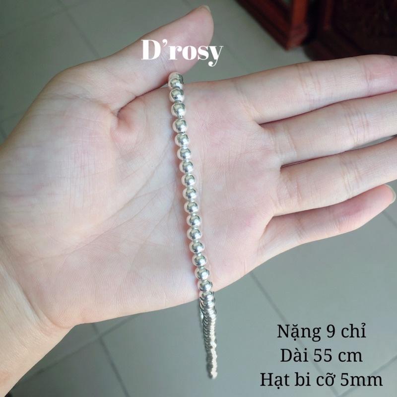 Dây chuyền bạc bi tròn trơn cho người lớn cỡ 3mm 4mm 5mm 6mm dài 47-55 cm chuẩn bạc ta c