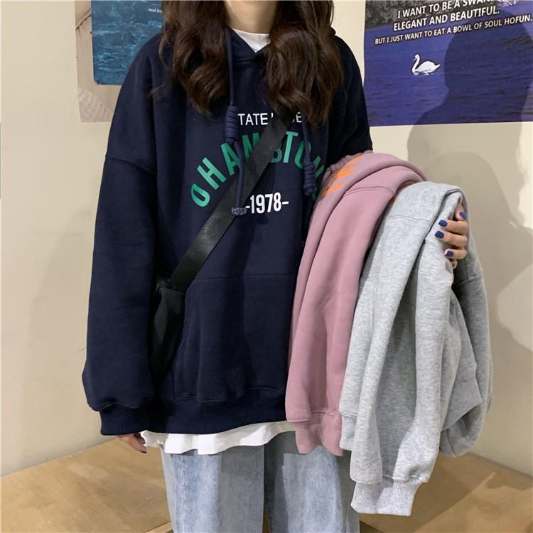 Áo hoodies form rộng phong cách Hàn Quốc