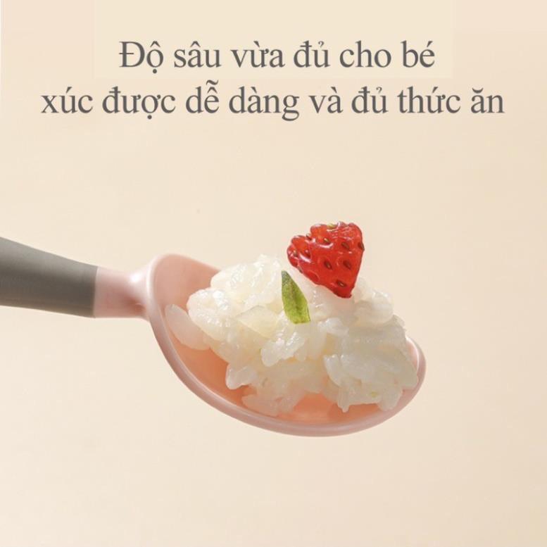 Bộ thìa dĩa ăn dặm uốn cong cho bé, thìa dĩa ăn dặm cho các bé tập ăn- 6570