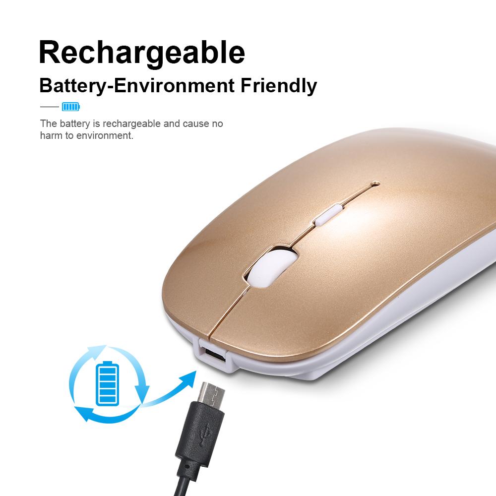Chuột không dây có thể sạc lại Công thái học 2.4GHz USB Chế độ kép cho máy tính xách tay PC
