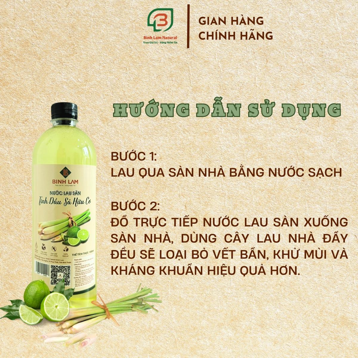 Combo 02 Nước lau sàn nhà tinh dầu sả đuổi muỗi, khử mùi, diệt khuẩn Bình Lam Natural 1000ml - 250ml