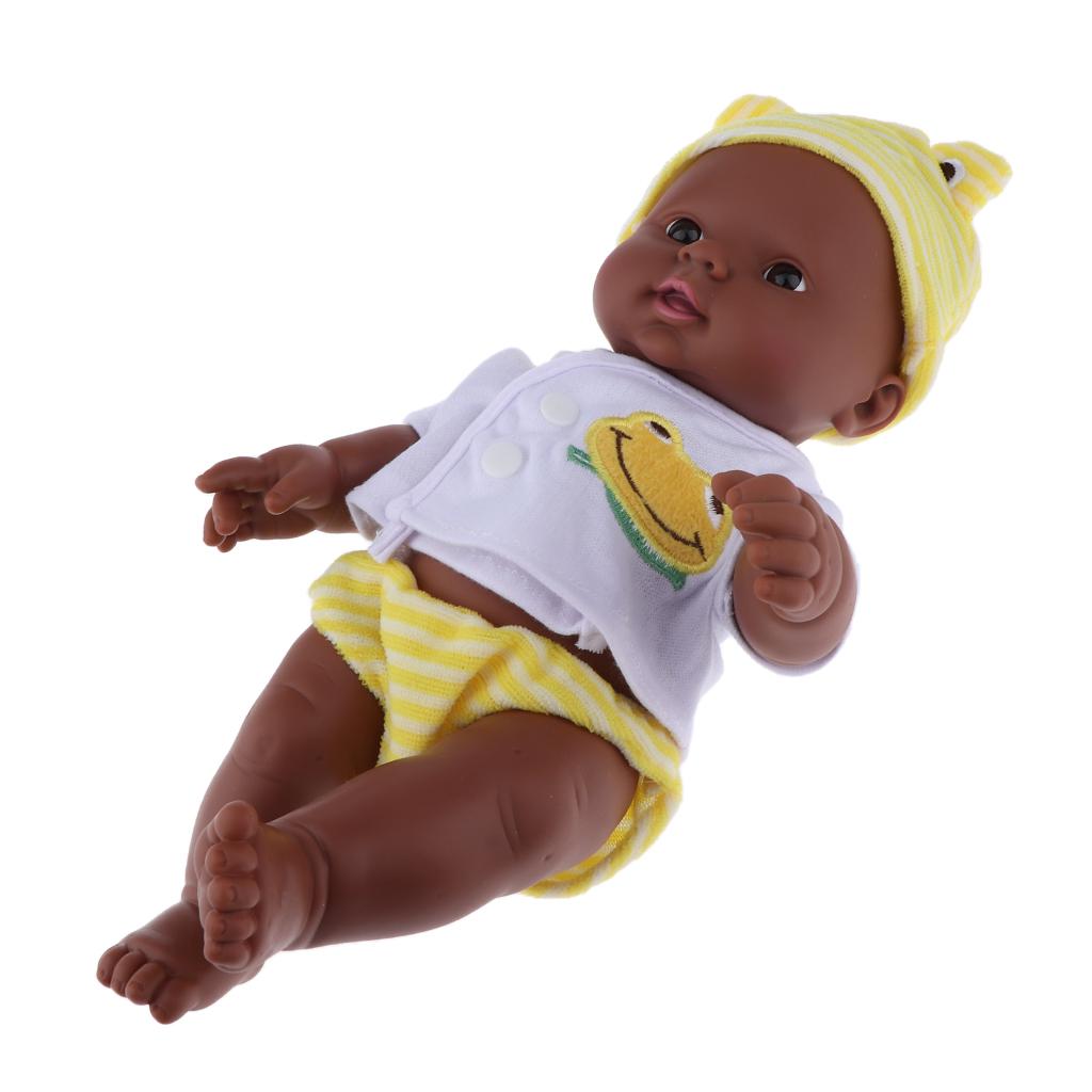 30cm Real Life Newborn Doll Vinyl Trẻ Sơ Sinh Châu Phi Trẻ Sơ Sinh Màu Vàng