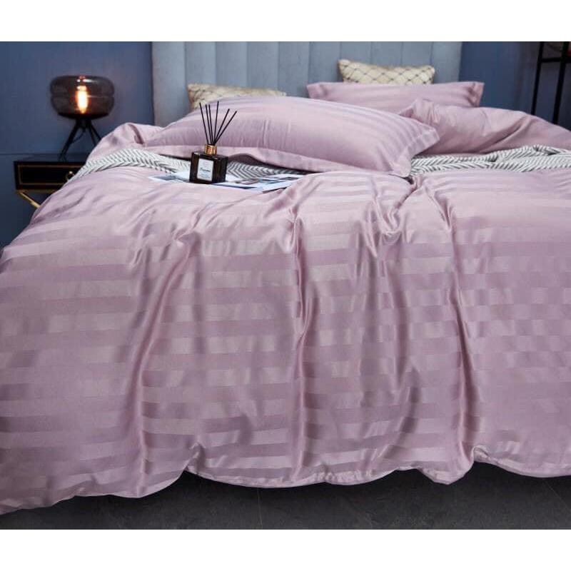 Bộ Vỏ Chăn Drap Gối COTTON SỌC 3F Vải Cotton Lụa Bóng Hàng Chuyên Cho Gia Đình Và Khách Sạn