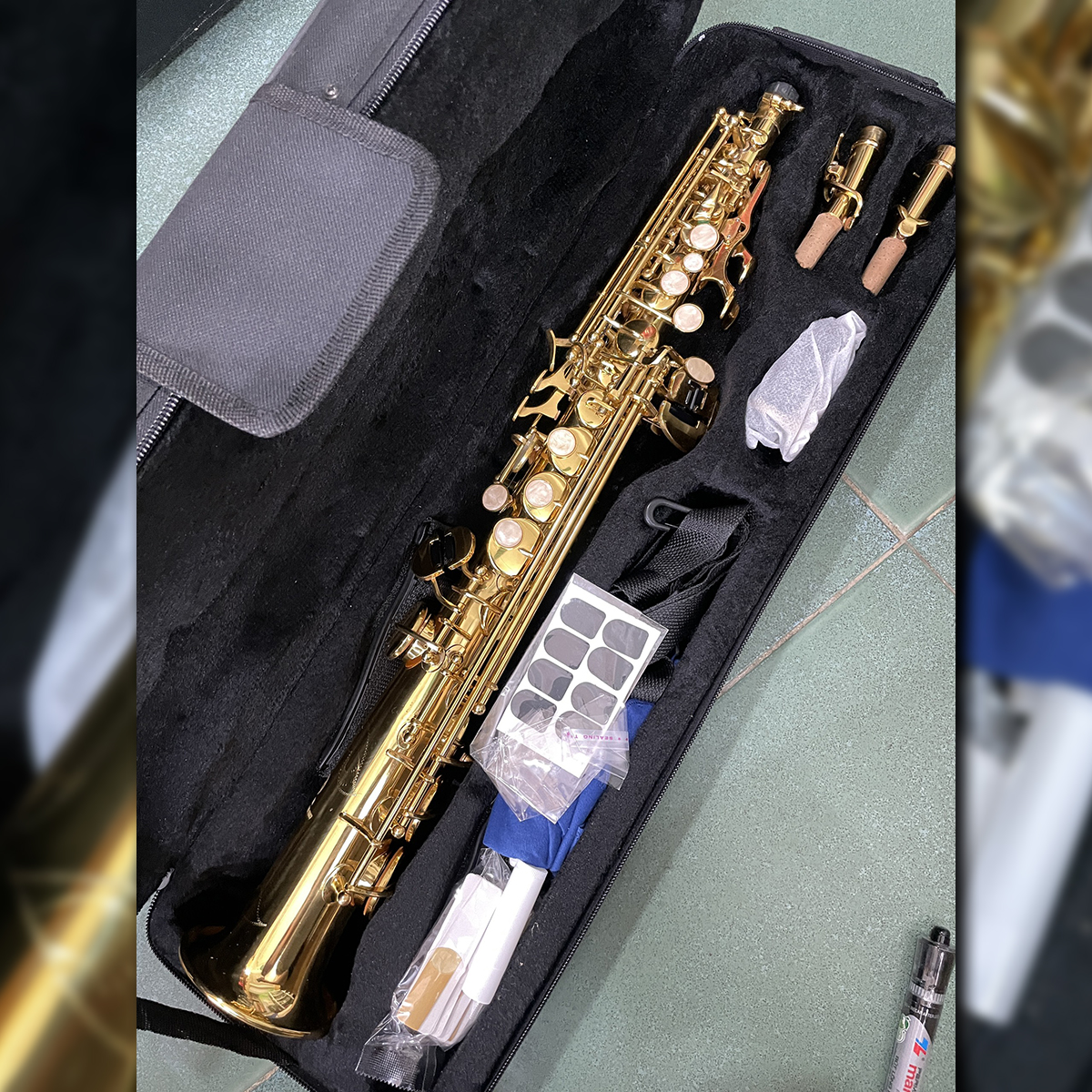 Kèn Saxophone Soprano Thẳng Đầy Đủ Phụ Kiện