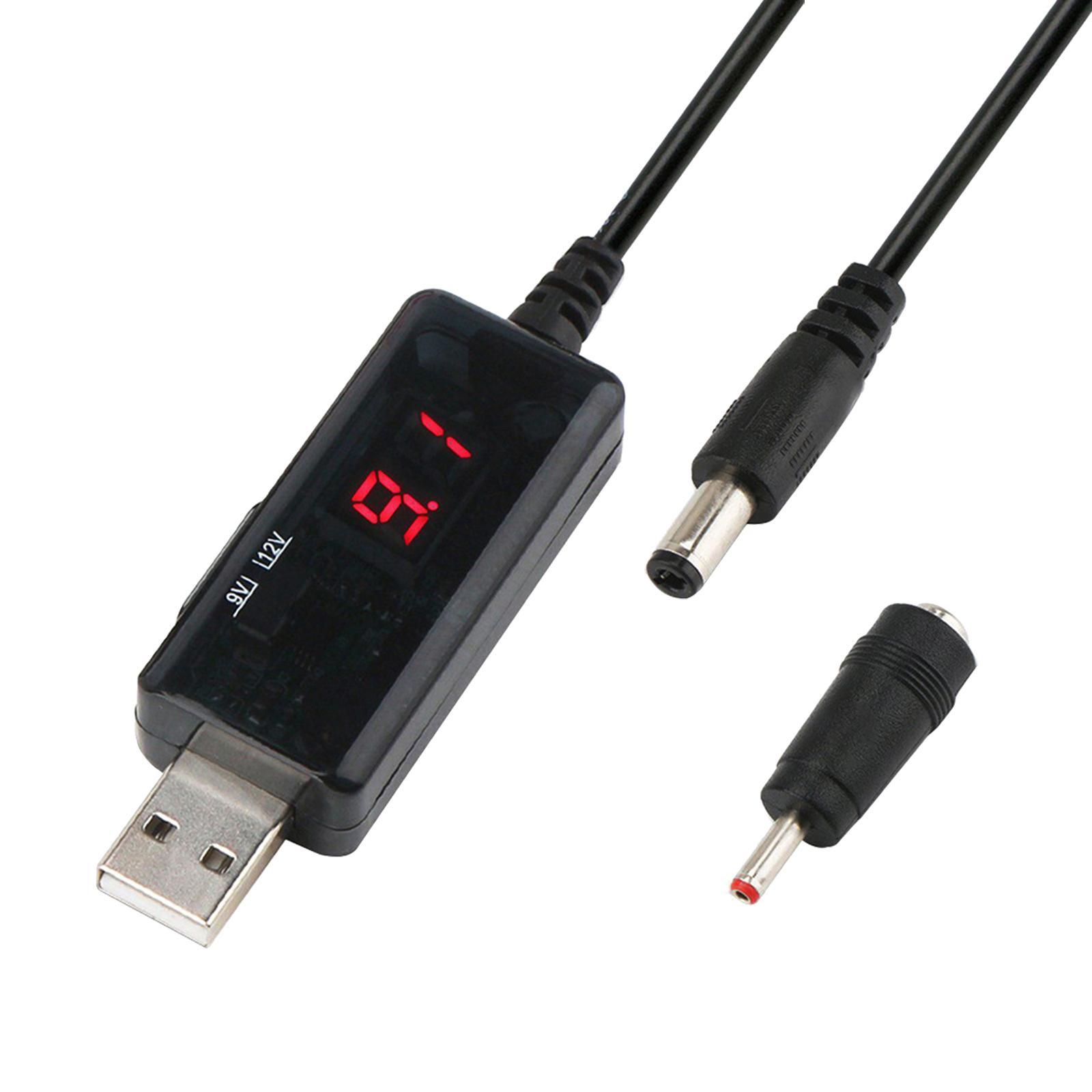 USB DC 5V to 12V 9V Power Cable Step up for 5.5/3.5mm Router Lamp Speaker