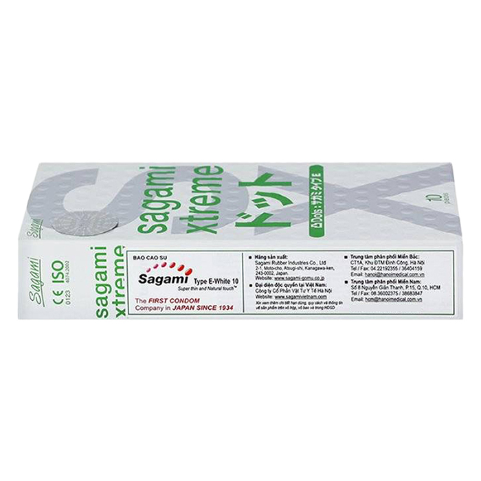 Bao Cao Su Có Gân Và Gai Siêu Mỏng Sagami Extreme White (10 Bao)