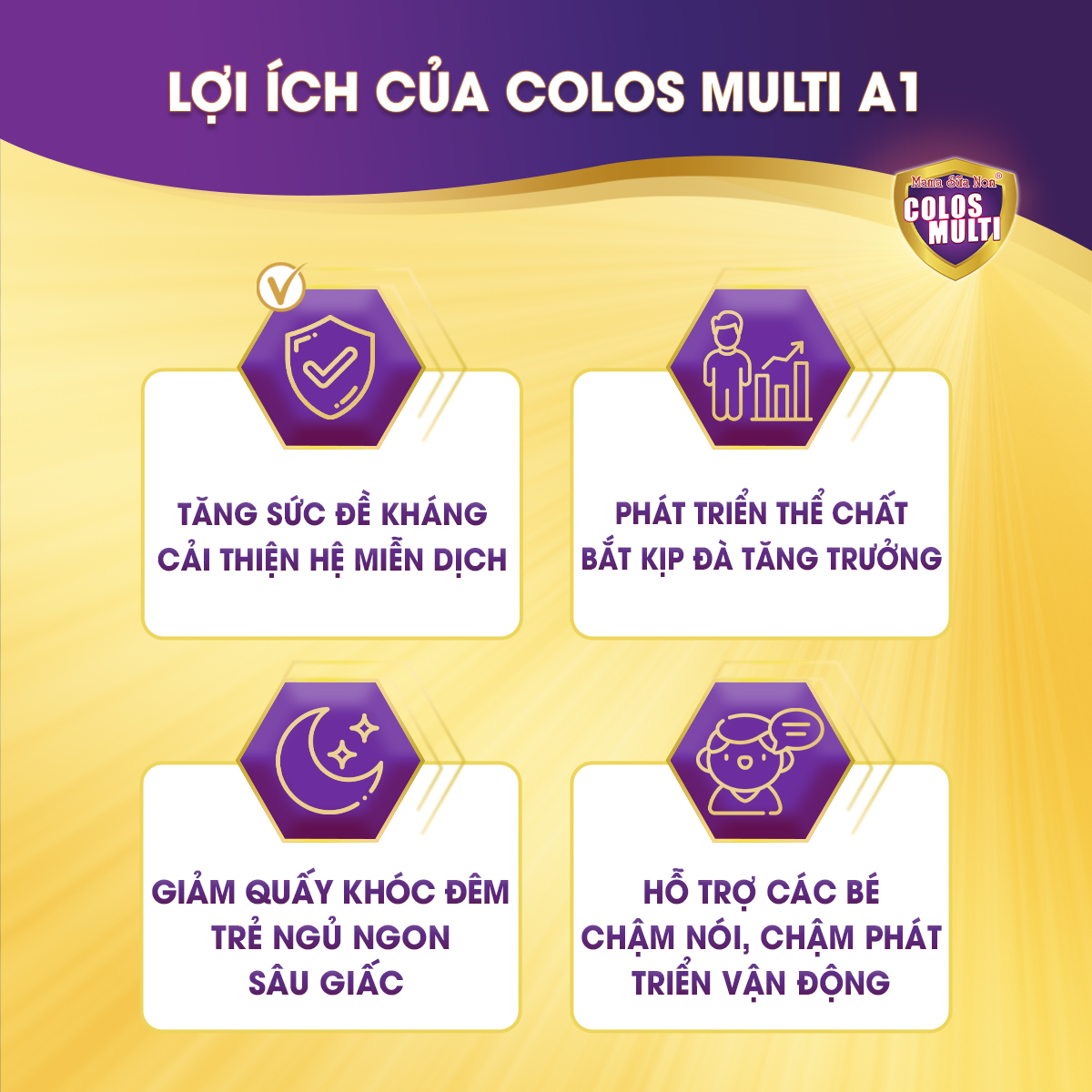 [ HỘP DÙNG THỬ] Sữa bột Colosmulti A1 hỗ trợ tăng cường sức đề kháng cho trẻ hộp 2 gói x 14g - MẪU THỬ