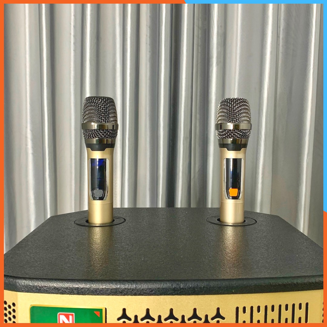 Loa Kéo Karaoke Nanomax SK-12X2 3 Tấc Đọc Được USB Thẻ Nhớ Công Suất Tối Đa 420W Tay Kéo Vân Gỗ Tặng Kèm 2 Mic Hàng Chính Hãng