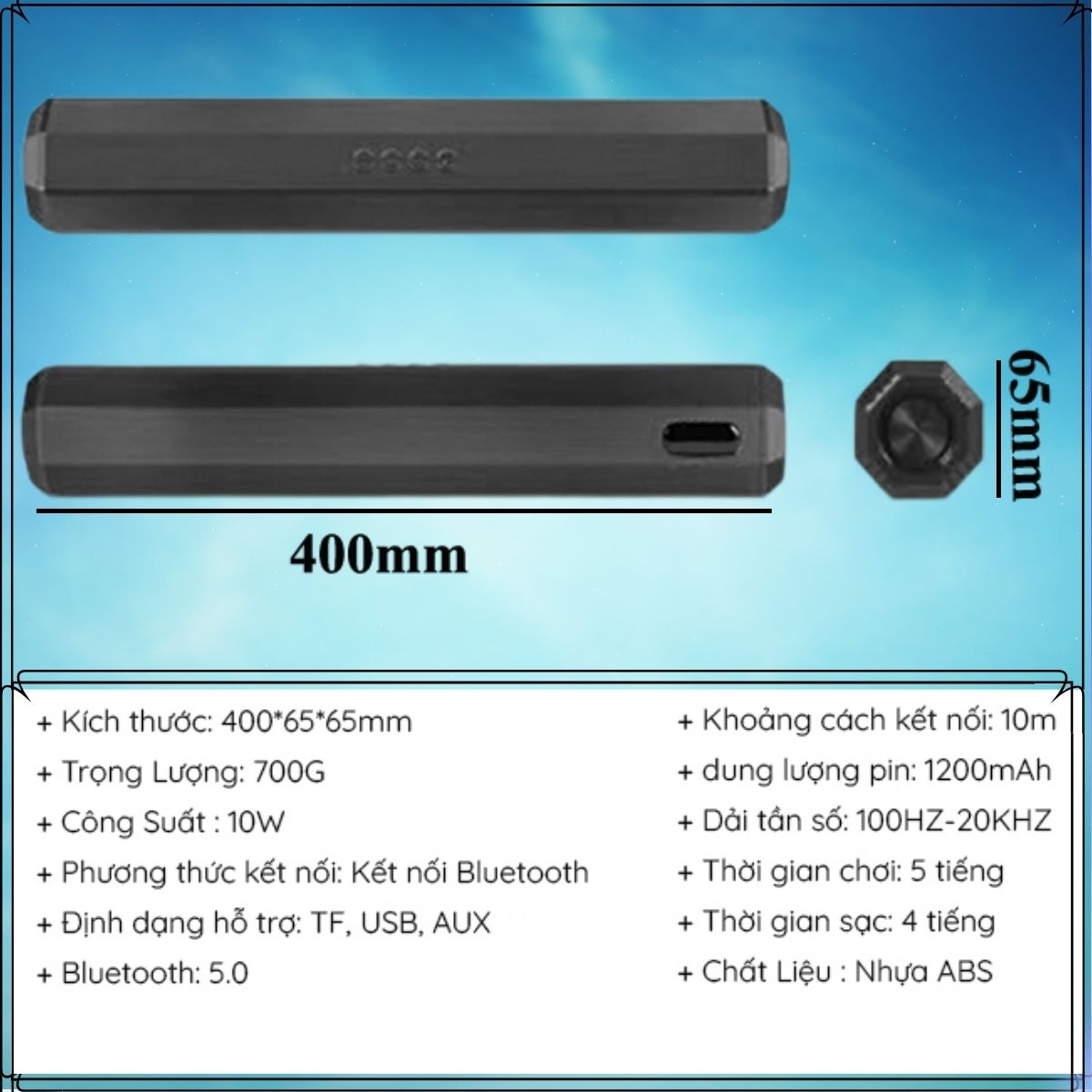 Loa Bluetooth A21 Nghe Nhạc 2 Loa 5W Công Suất Lớn + 2 Bass, Pin 1200mAh, Bass Mạnh, Hỗ Trợ Khe Cắm Thẻ Nhớ, USB, Đài FM