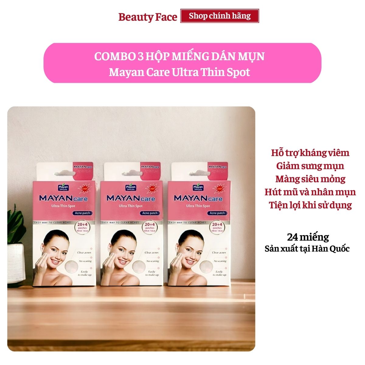 Combo 3 Miếng Dán Giảm Mụn Mayancare 20 Miếng (0.8cm)