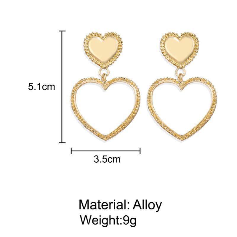 Hoa tai dáng dài mặt hình trái tim phong cách retro cho nữ