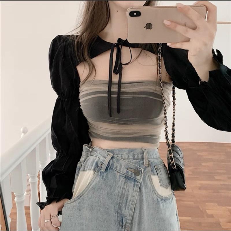 ÁO CROPTOP PHỐI LƯỚI