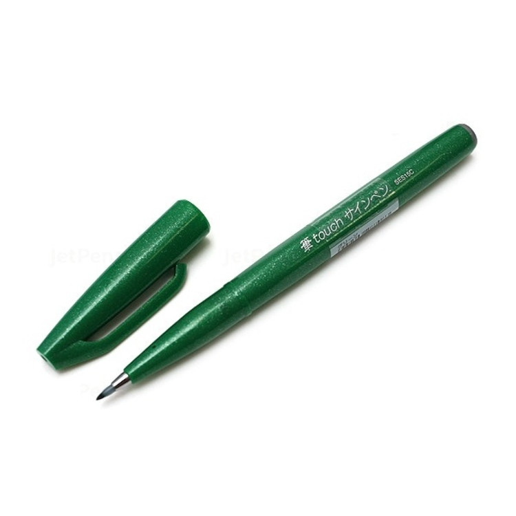 Bút lông viết chữ calligraphy Pentel Fude Touch Brush Sign Pen - Màu xanh lá