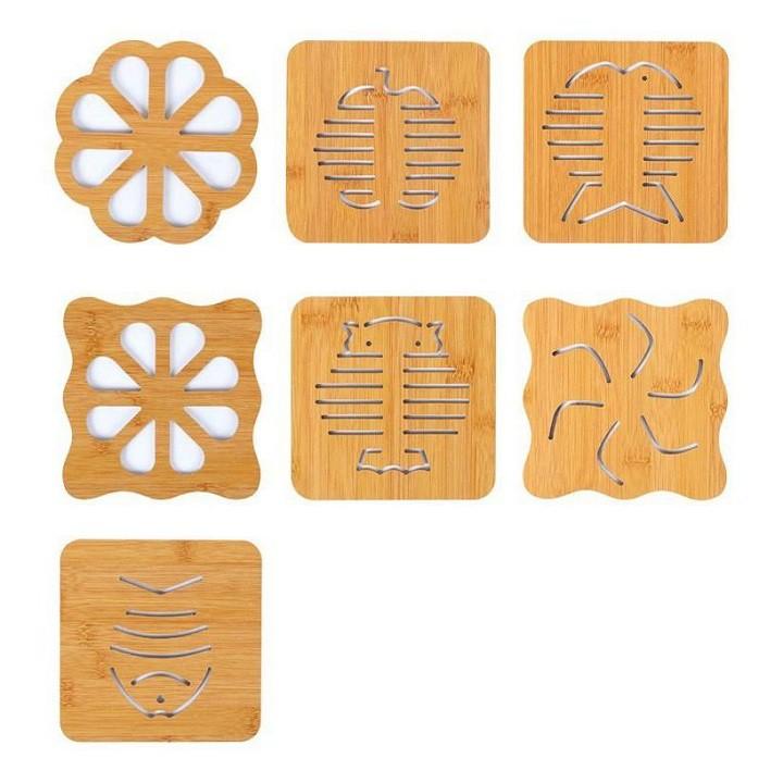 Combo 5 đế lót nồi bằng gỗ chịu nhiệt hình thú - DMA store