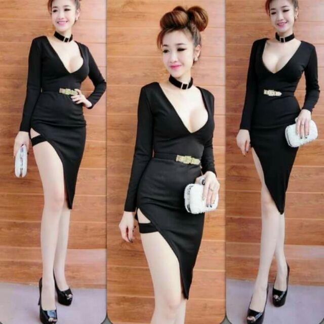 Đầm sexy xéo tà hở ngực