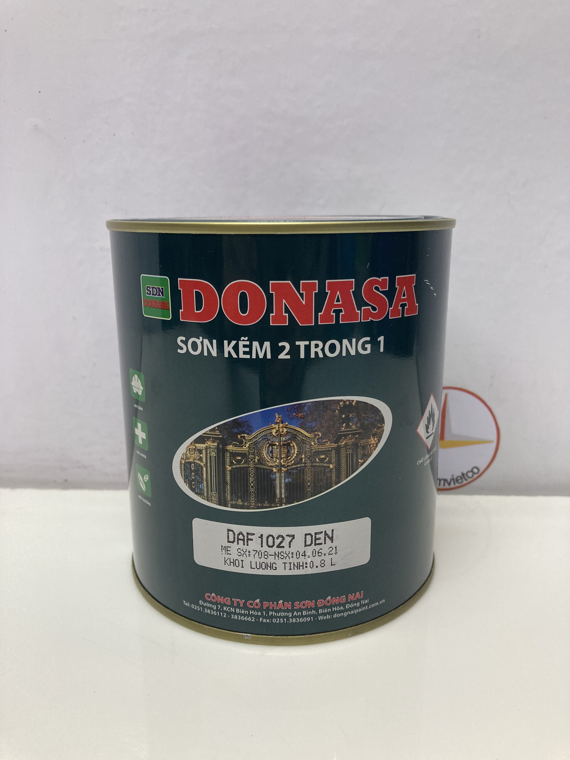 Sơn Sắt Kẽm Donasa 2 trong 1 màu DAF 1027 Đen mờ _ 800ml