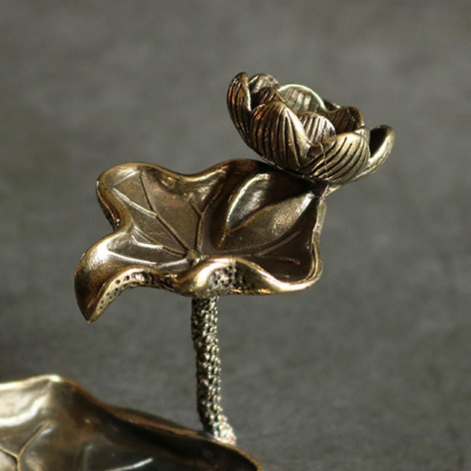1 Piece Holder Pond Lotus Leaf Brass Antique Decor Reflux for Home