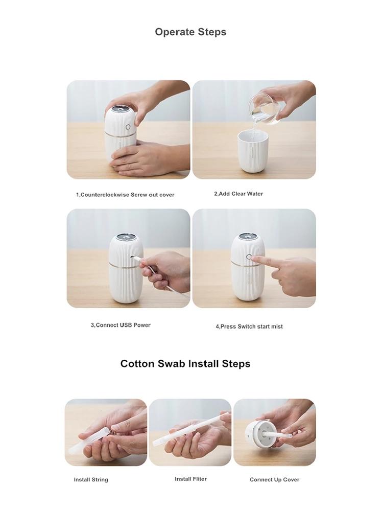 Máy Phun Sương Tạo Độ Ẩm 300ML Siêu Âm Thanh USB Tinh Máy Khuếch Tán Tinh Dầu Màu Sắc Lãng Mạn Đèn Ngủ Phun Sương Tạo Humidificador Di Động