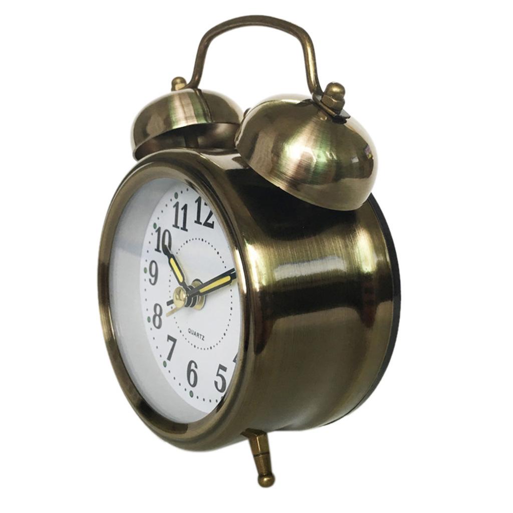 Retro Twin Bell Alarm Clock Battery Operated Loud Alarm Clock Bronze Color