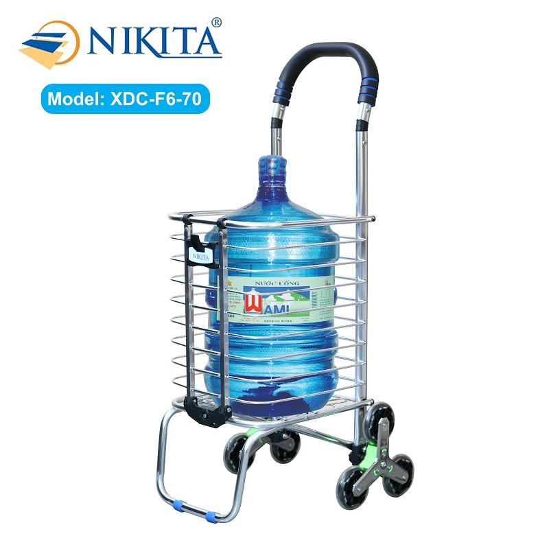 Xe kéo đi chợ Inox 6 bánh leo cầu thang, gấp gọn tiện dụng NIKITA