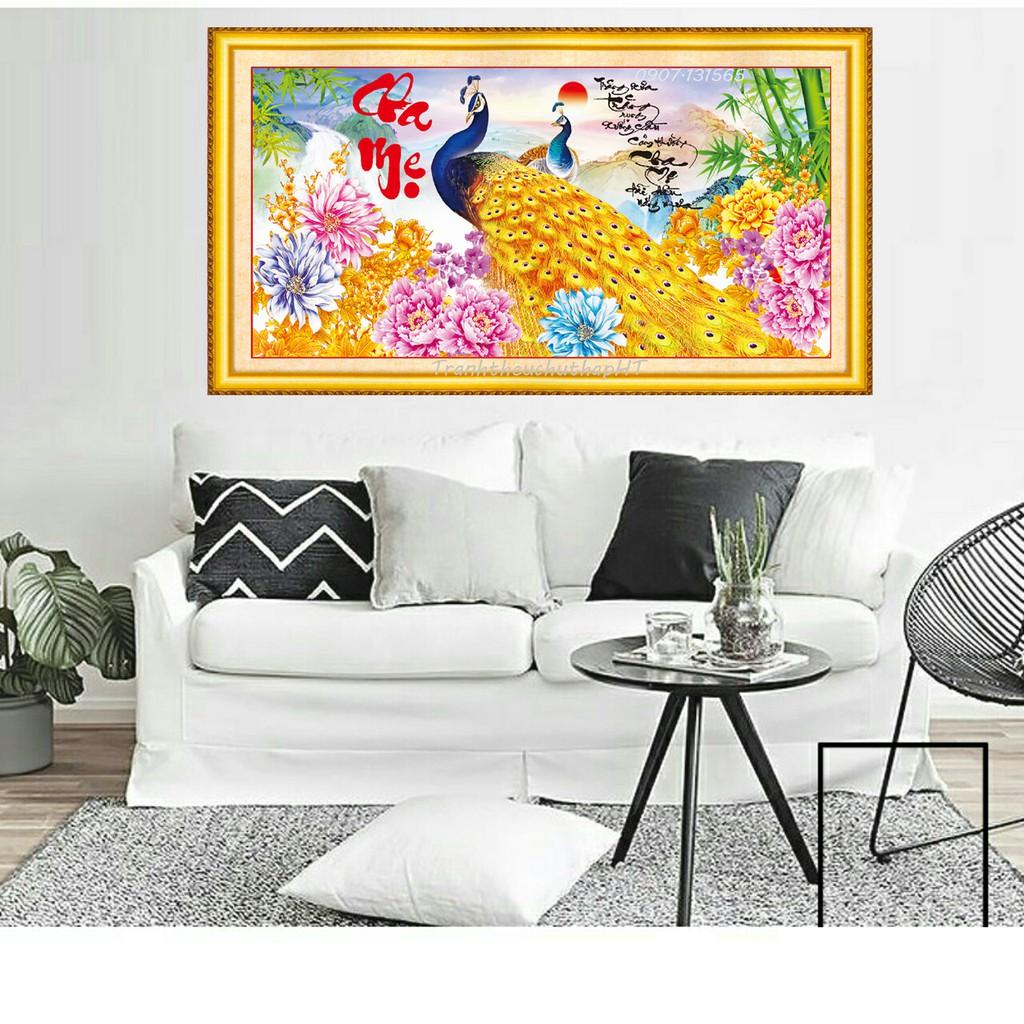 Tranh thêu chữ thập Cha mẹ LV3124 - tự thêu