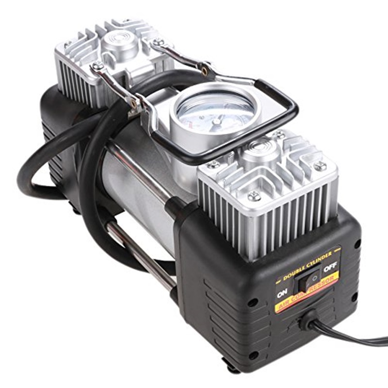 Bơm điện xe hơi ô tô 12V, bơm lốp ô tô 2 motor, 2 xilanh cao cấp, bơm hơi ô tô