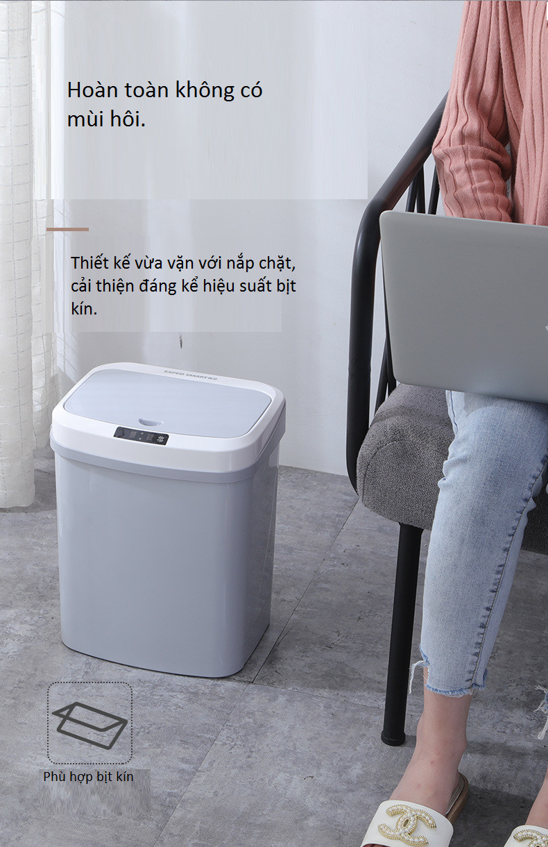 Thùng rác cao cấp cảm ứng chế độ kép, mở nhanh an toàn,tiện dụng thích hợp ở văn phòng, công ty