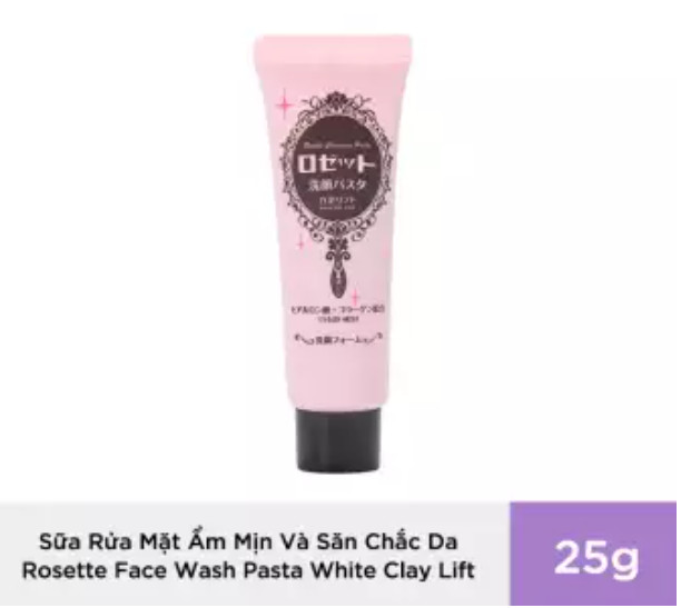 Sữa Rửa Mặt Ẩm Mịn Và Săn Chắc Da Mini-Tube 25G Rosette Face Wash Pasta White Clay Lift