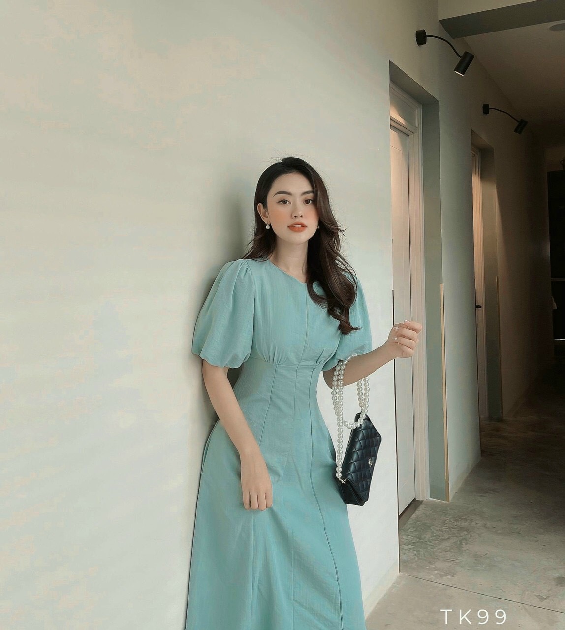 Đầm nữ tay phồng maxi tiểu thư - váy nữ thời trang